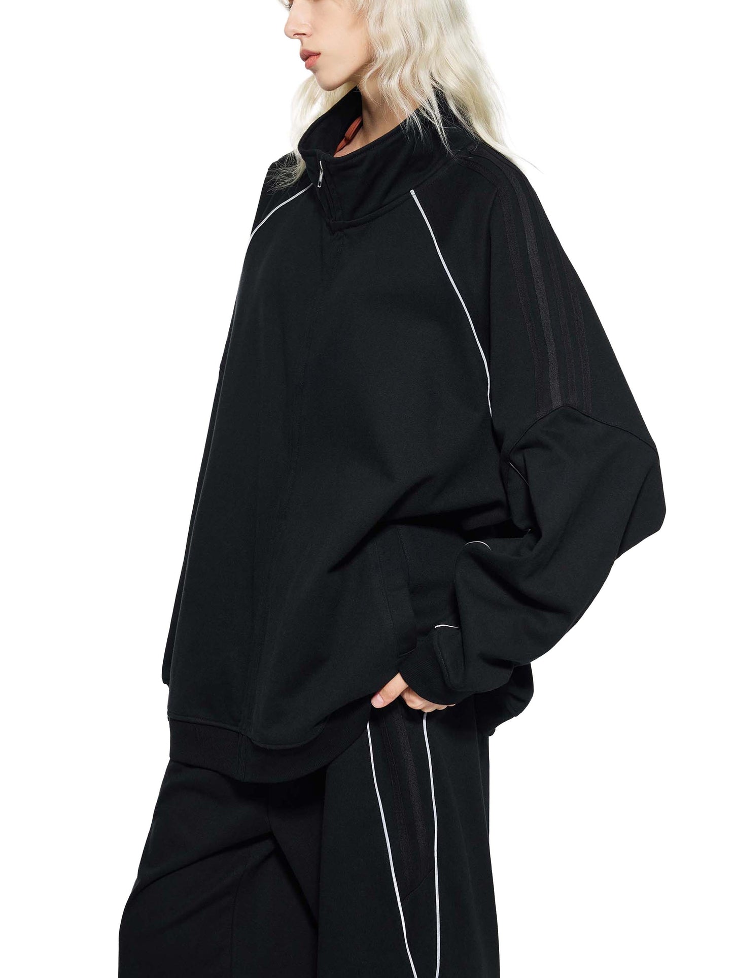 Reflection Striped Raglan Sleeve Jacket SET
