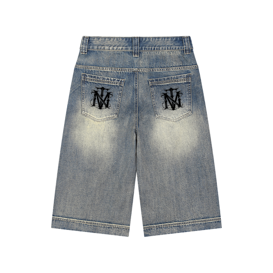 Vintage Wash Baggy Denim Shorts