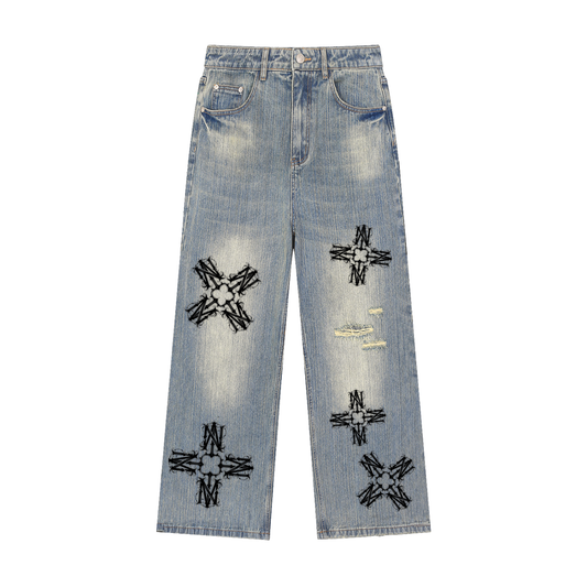 NV QUAD LOGO Distressed Denim Jeans