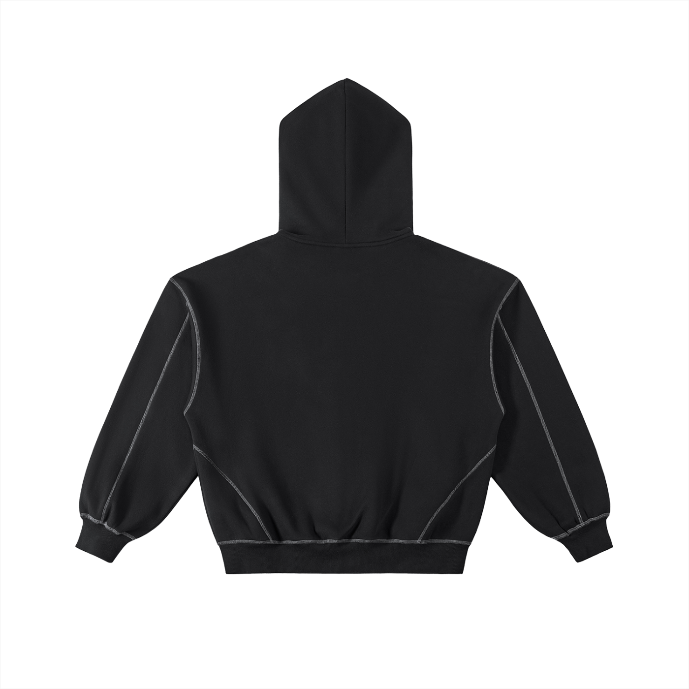 Contrast-Stitched Boxy Fleece Zip Hoodie SET