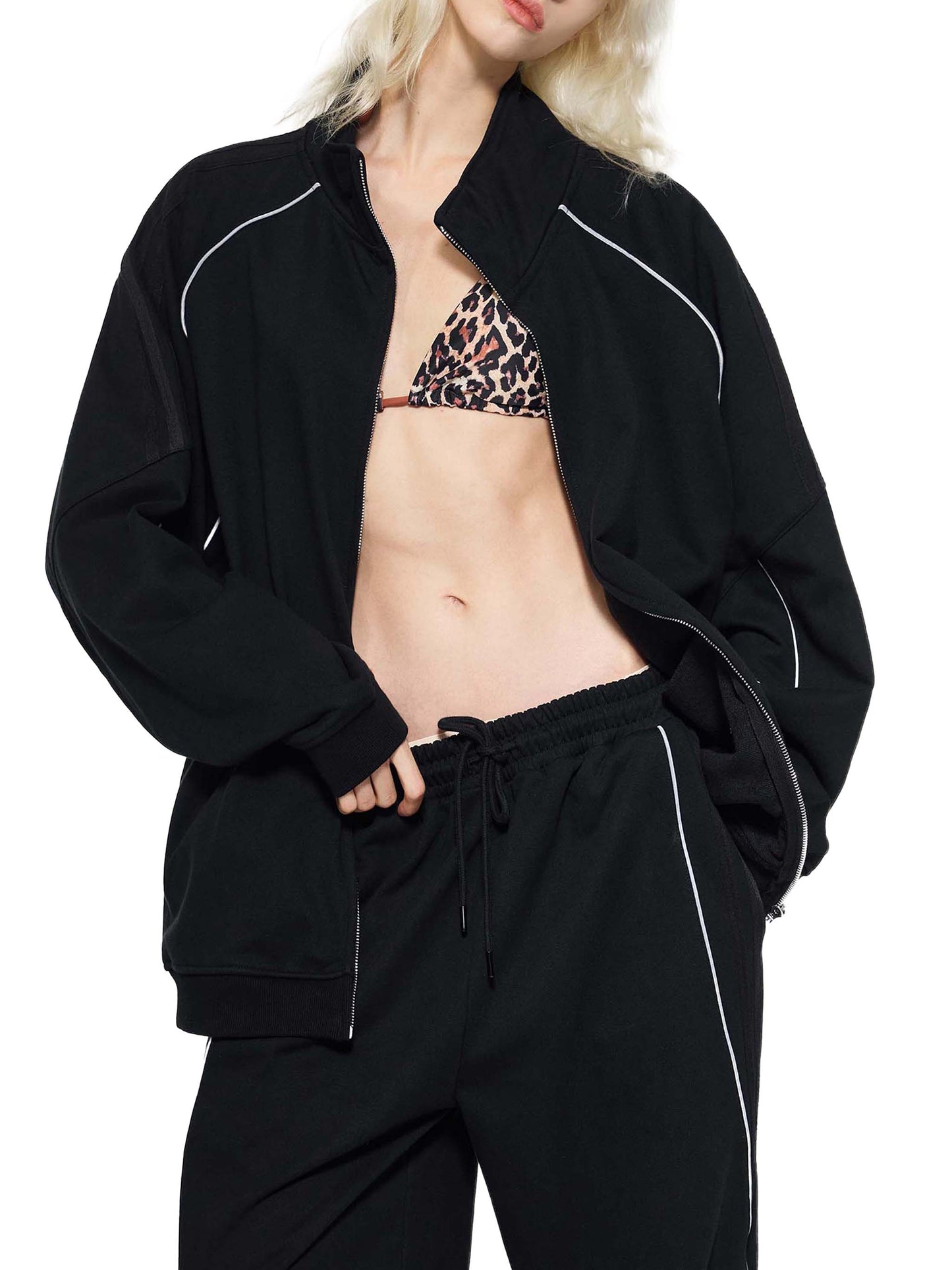 Reflection Striped Raglan Sleeve Jacket SET