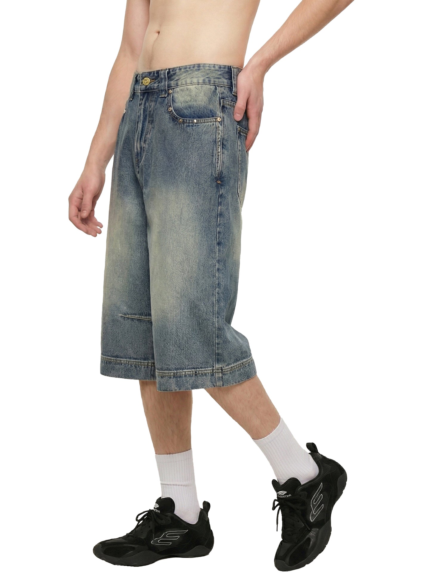 Vintage Wash Baggy Denim Shorts